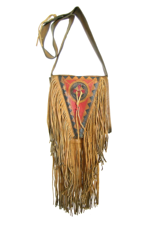 (image for) Painted Leather Shoulder Bag With Fringe